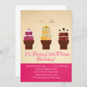 アイスクリームケーキの誕生日招待カード 招待状 (正面/裏面)