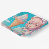 アイスクリームコお洒落ーン付きアニメガール誕生日 ペーパープレート (傾斜あり)