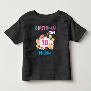 アイスクリームコカラフルーンズ誕生日ガールマッチ トドラーTシャツ