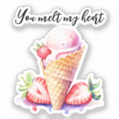 アイスクリームコーンあなたが私のハートを溶かす シール (正面)