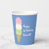 アイスクリームコーンかわいい1st誕生日キッズ 紙コップ (裏面)