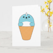 アイスクリームコーンでシール カード (黄色い花)