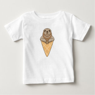 アイスクリームコーンでシール ベビーTシャツ