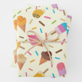 アイスクリームコーンとアイスキャンズキッズ ラッピングペーパーシート (インサイチュ)