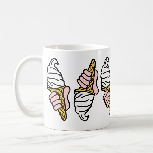 アイスクリームコーンとアイスクリームデザイン コーヒーマグカップ (左)