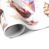 アイスクリームコーンとサンデー ラッピングペーパー (ロールコーナー)