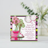 アイスクリームコーンとバルーン誕生日 招待状 (スタンド正面)