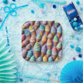 アイスクリームコーンとパラパラ ペーパープレート (パーティー)