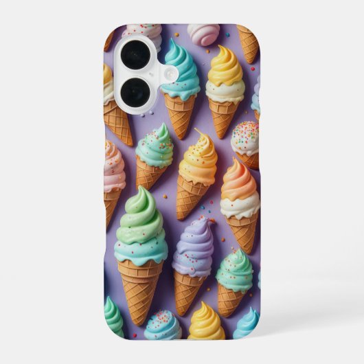 アイスクリームコーンとパラパラ iPhone 16ケース (裏面)
