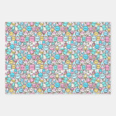 アイスクリームコーンとポップシクルかわいいアート ラッピングペーパーシート (正面)