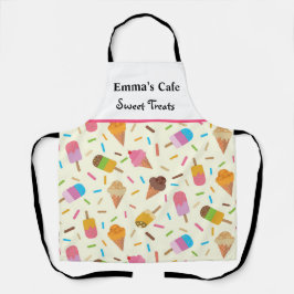 アイスクリームコーンとポップス名前をカスタムする エプロン