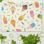 アイスクリームコーンとポップス名前をカスタムする キッチンタオル (折り畳み)