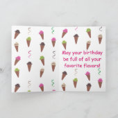 アイスクリームコーンとリボンハッピーバースデーカード カード (内部)