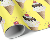 アイスクリームコーンと散水付き ラッピングペーパー (ロールコーナー)