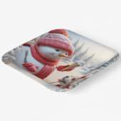 アイスクリームコーンと犬を備えた雪だるま ペーパープレート (傾斜あり)