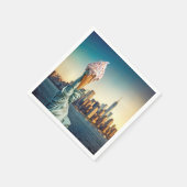 アイスクリームコーンと自由の女神 スタンダードカクテルナプキン (角)