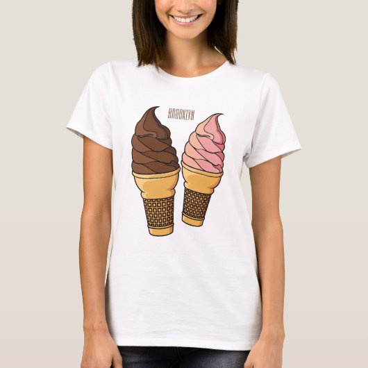 アイスクリームコーンのキャラクターイラスト Tシャツ (正面)