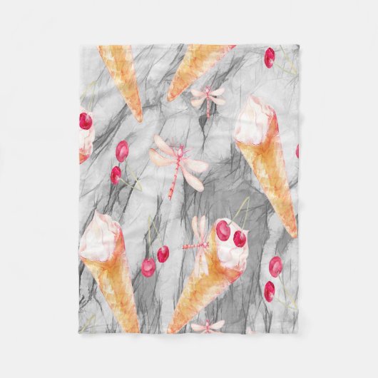 アイスクリームコーンのスモールフリースケット フリースブランケット (正面)