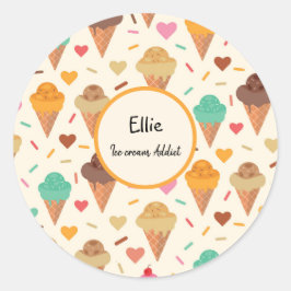 アイスクリームコーンのパターカスタムンパーソナライズされた ラウンドシール