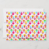 アイスクリームコーンのピンクの女の子の写真の誕生日の招待状 招待状 (裏面)