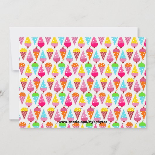 アイスクリームコーンのピンクの女の子の写真の誕生日の招待状 招待状 (裏面)