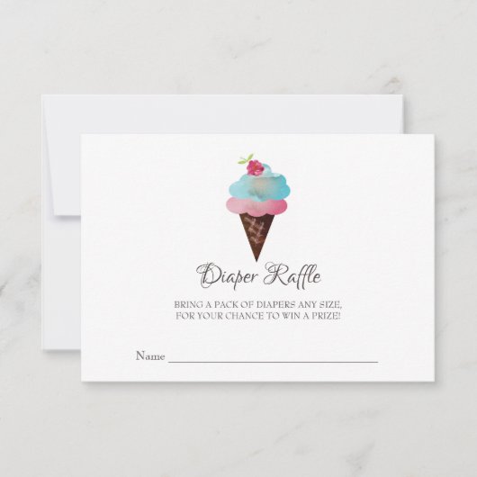 アイスクリームコーンのベビーシャワーのおむつのラッフル 招待状 (正面)