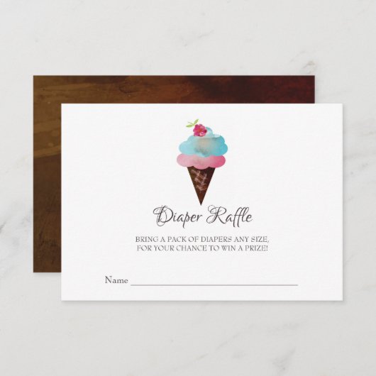アイスクリームコーンのベビーシャワーのおむつのラッフル 招待状 (正面/裏面)