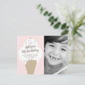 アイスクリームコーンの写真 子供の誕生日パーティー インビテーションポストカード (スタンド正面)
