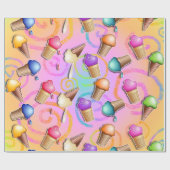 アイスクリームコーンの包装紙 ラッピングペーパー (フラット)