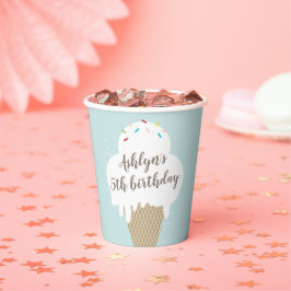 アイスクリームコーンの子供たちの青い誕生日パーティー用の紙コップ 紙コップ