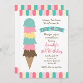 アイスクリームコーンの招待状 招待状 (正面/裏面)