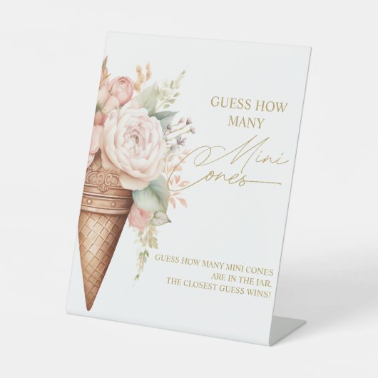 アイスクリームコーンの数を推測するブライダルシャワー 台座サイン (正面)