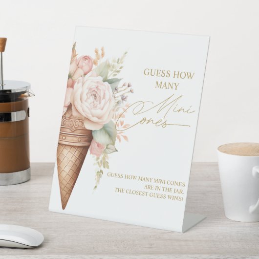 アイスクリームコーンの数を推測するブライダルシャワー 台座サイン (インサイチュ)