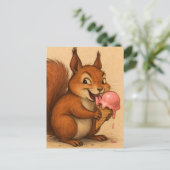 アイスクリームコーンを持つリス ポストカード (スタンド正面)