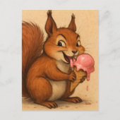アイスクリームコーンを持つリス ポストカード (正面)