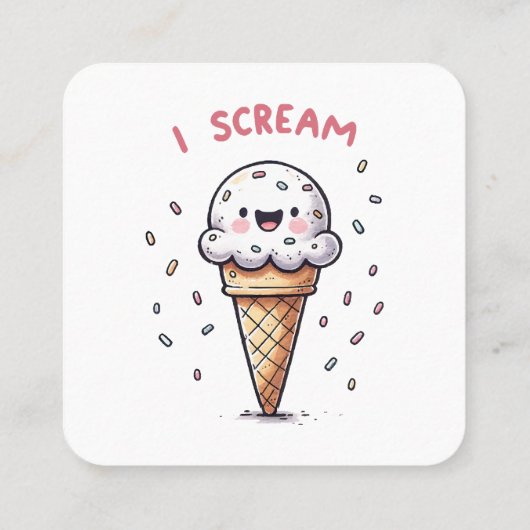 アイスクリームコーンを振りかける スクエア名刺 (裏面)