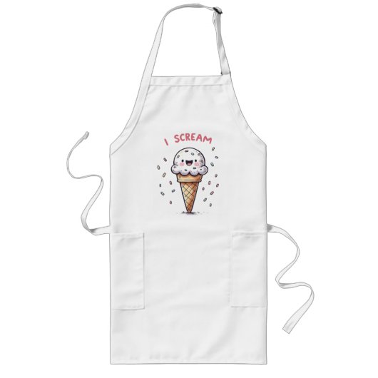 アイスクリームコーンを振りかける ロングエプロン (正面)