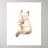 アイスクリームコーンを楽しむ甘いモーメントキャット ポスター (正面)