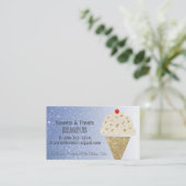 アイスクリームコーンオンブルーグリッターグラデーション 名刺 (スタンド正面)