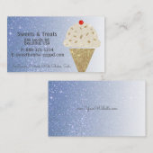 アイスクリームコーンオンブルーグリッターグラデーション 名刺 (正面/裏面)