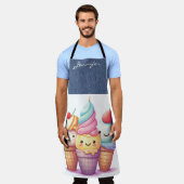 アイスクリームコーンオールオーバープリントエプロン エプロン (着用した状態)