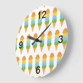 アイスクリームコーンカラーフル ラージ壁時計 (傾斜)
