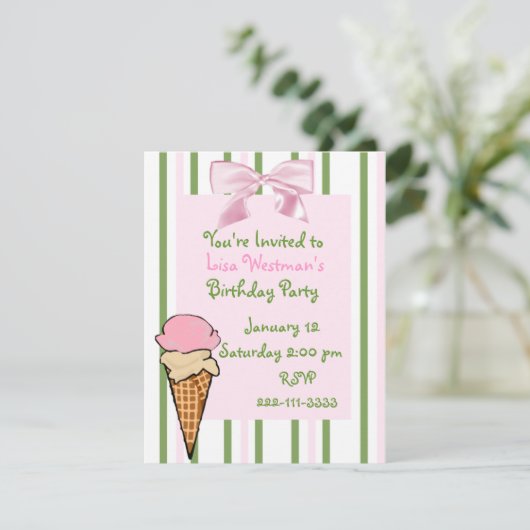 アイスクリームコーンガールズ誕生日招待状 招待状 (スタンド正面)