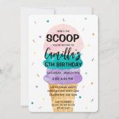 アイスクリームコーンガールバースデーパーティーの招待 招待状 (正面)