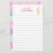 アイスクリームコーンキッズ並び手紙の筆記用紙 (正面/裏面)