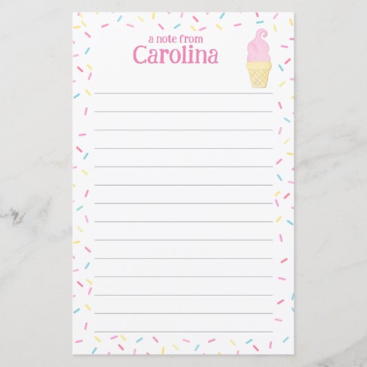 アイスクリームコーンキッズ並び手紙の筆記用紙 (正面)