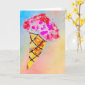 アイスクリームコーングリーティングカード カード (黄色い花)