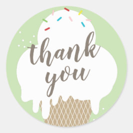 アイスクリームコーングリーンキッズ感謝していユー ラウンドシール