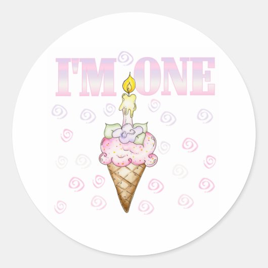 アイスクリームコーンケーキ私が1つ ラウンドシール (正面)