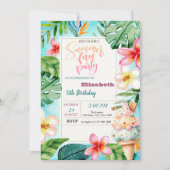 アイスクリームコーンサマーフラワーバースデーパーティー 招待状 (正面)